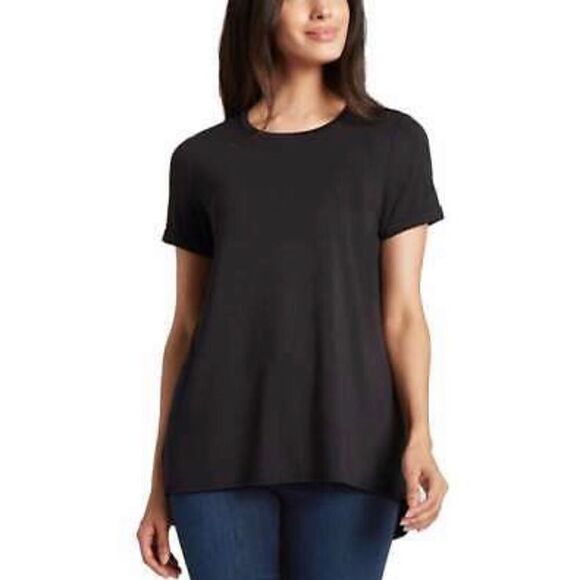 ELLEN TRACY Ladies Short Sleeve HiLo Hem Tunic Top - Picture 2 of 3